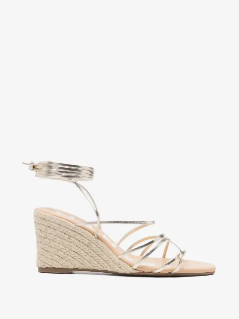 Manebi metallic strappy wedge sandals