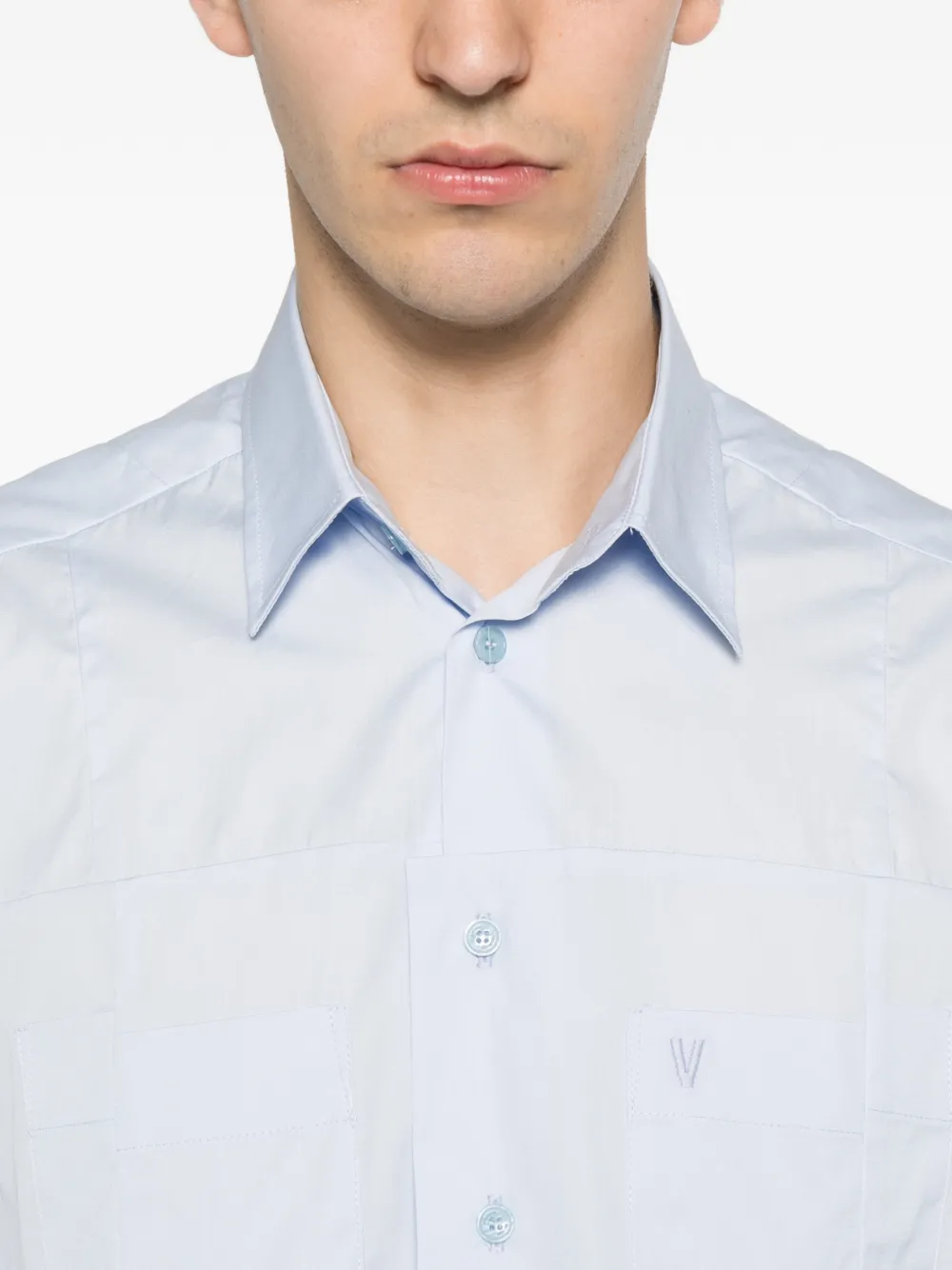 VETEMENTS Cropped shirt met gerafelde afwerking Blauw