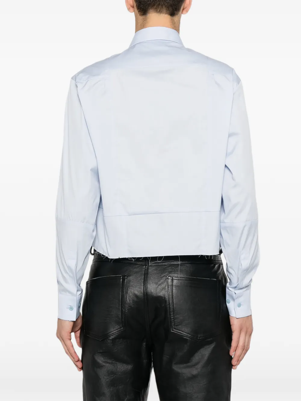 VETEMENTS Cropped shirt met gerafelde afwerking Blauw