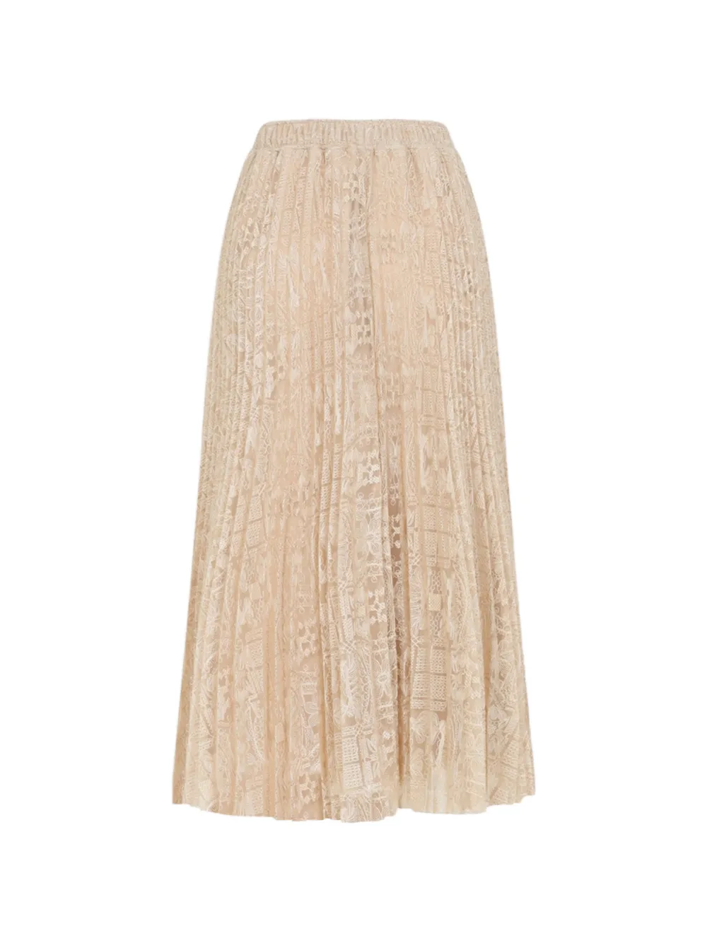 Ermanno Scervino Pleated Lace Skirt - Neutrals 
