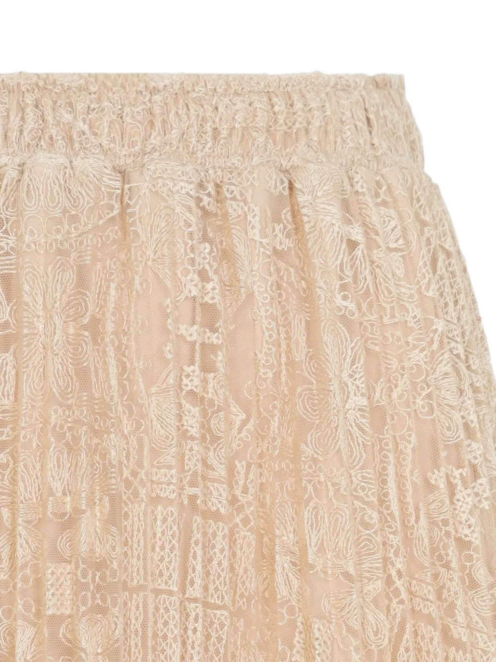  Ermanno Scervino Pleated Lace Skirt - Neutrals 