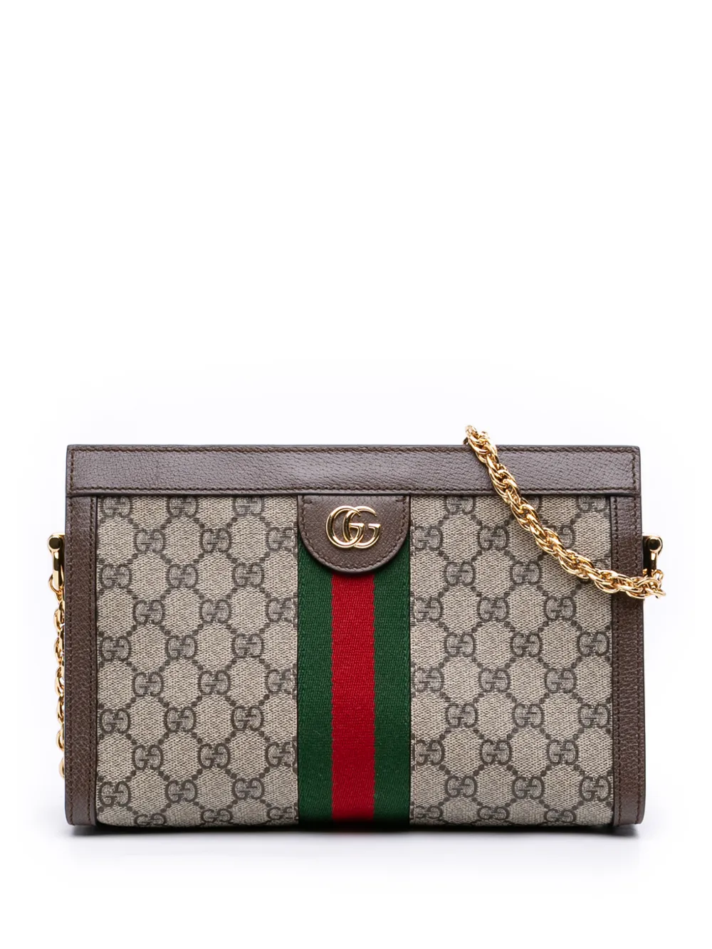 Gucci Pre-Owned 2016-2026 Small GG Supreme Web Ophidia Chain crossbody bag - Marrone