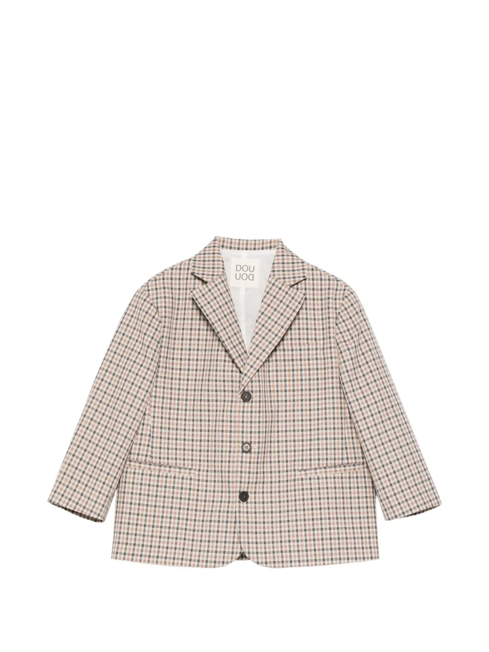 Douuod Kids' Checked Single-breasted Blazer In Neutral