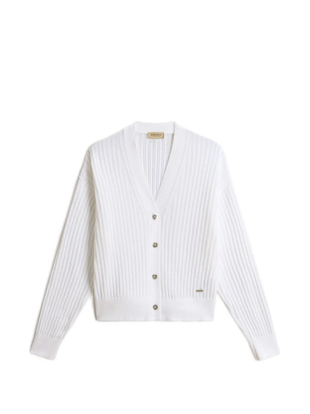 Woolrich V-neck ribbed cardigan - Bianco