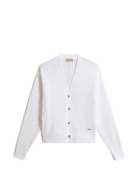 Woolrich cárdigan tejido de canalé con cuello en V