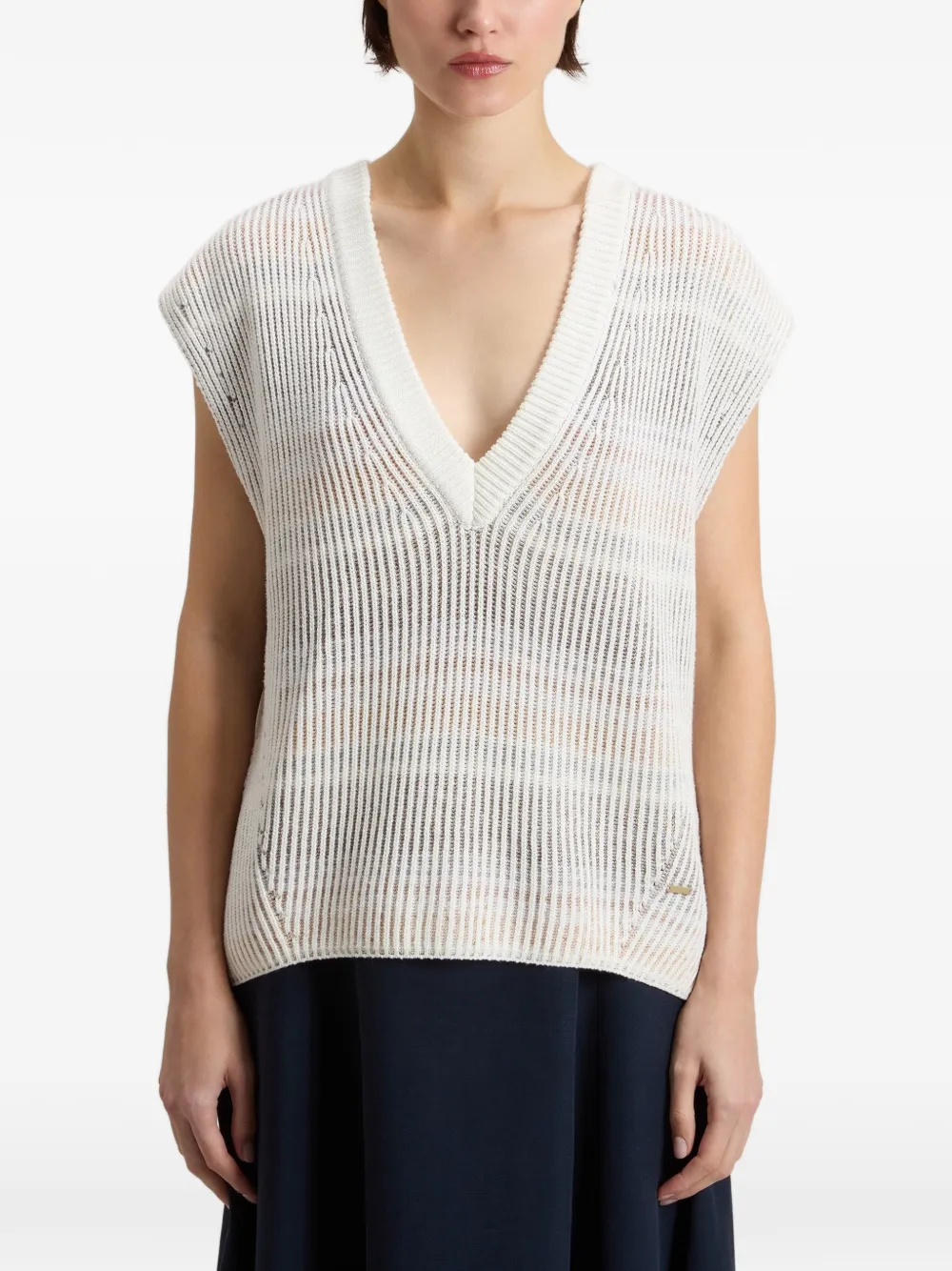 Woolrich Mouwloze top met V-hals Wit