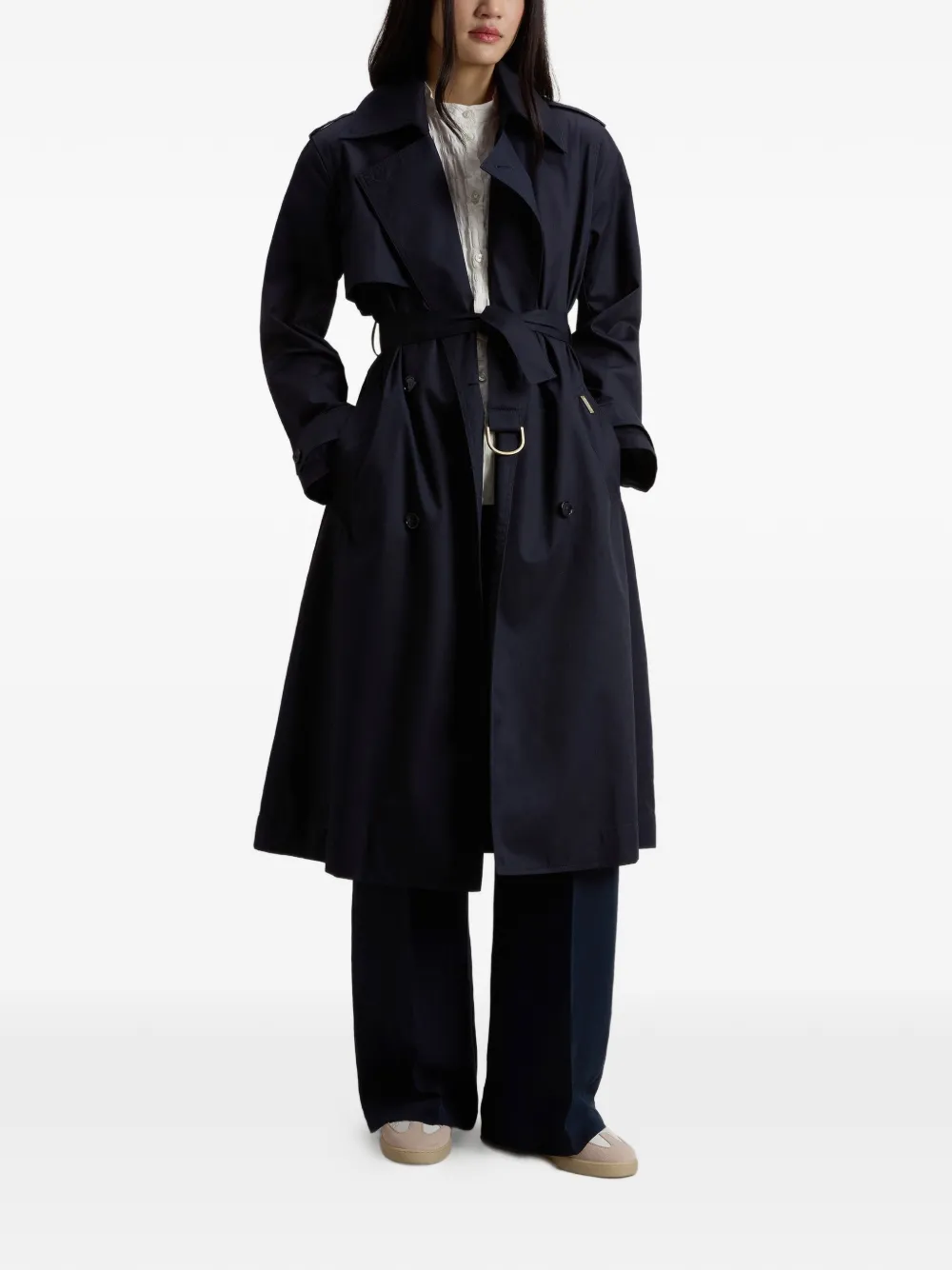  Woolrich Double-breasted Belted Trench Coat - Blue 