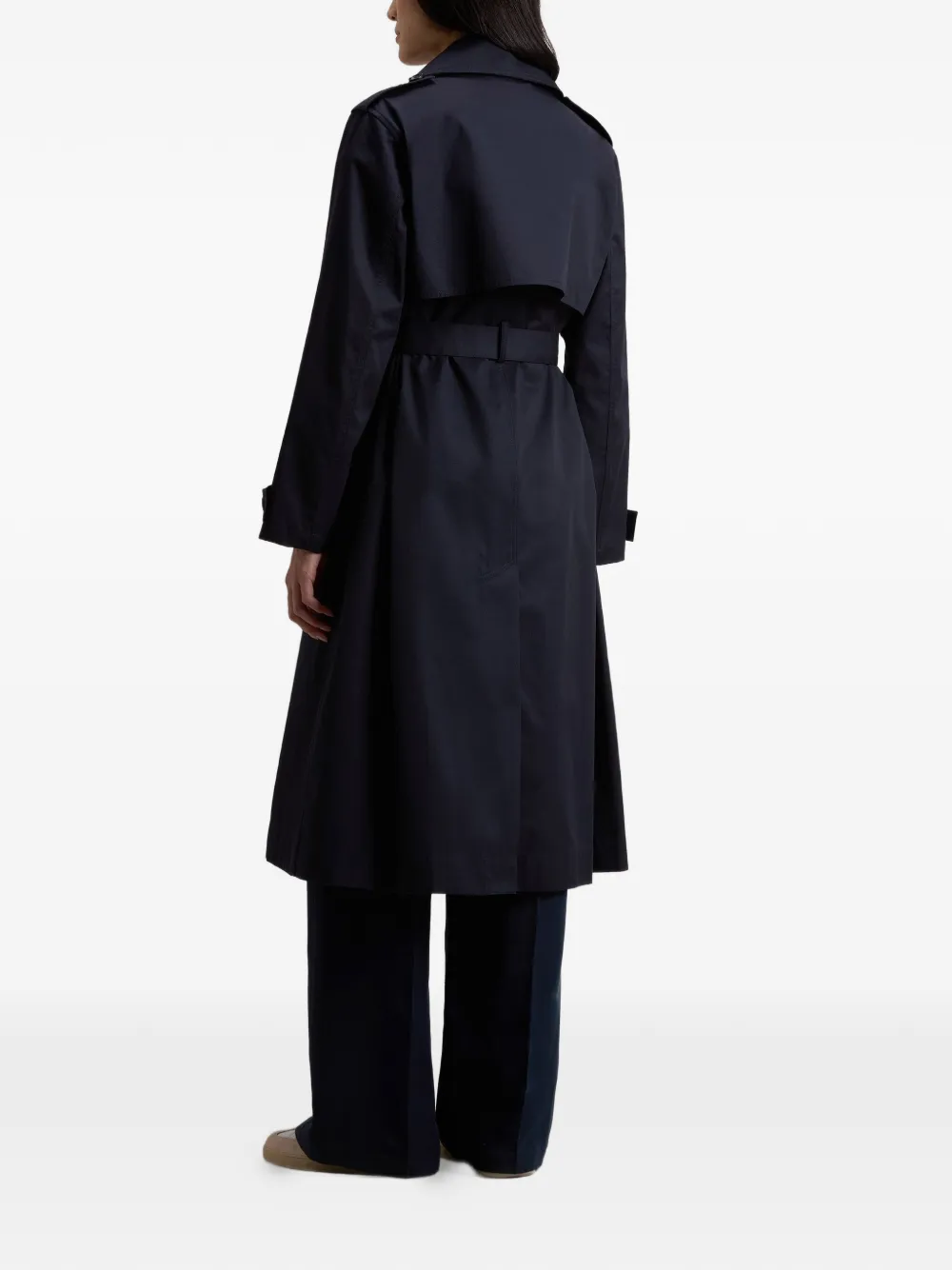 Woolrich Trenchcoat met dubbele rij knopen en ceintuur Blauw