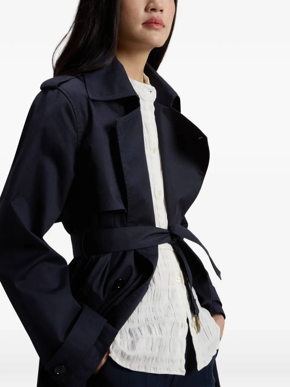 Woolrich Trenchcoat met dubbele rij knopen en ceintuur Blauw