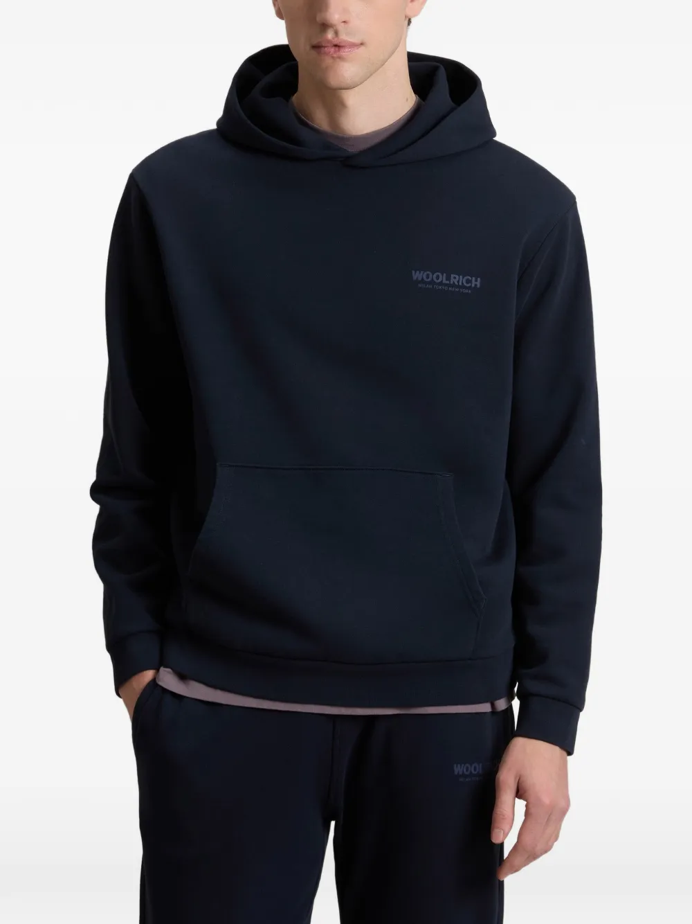 Woolrich Hoodie met logoprint Blauw
