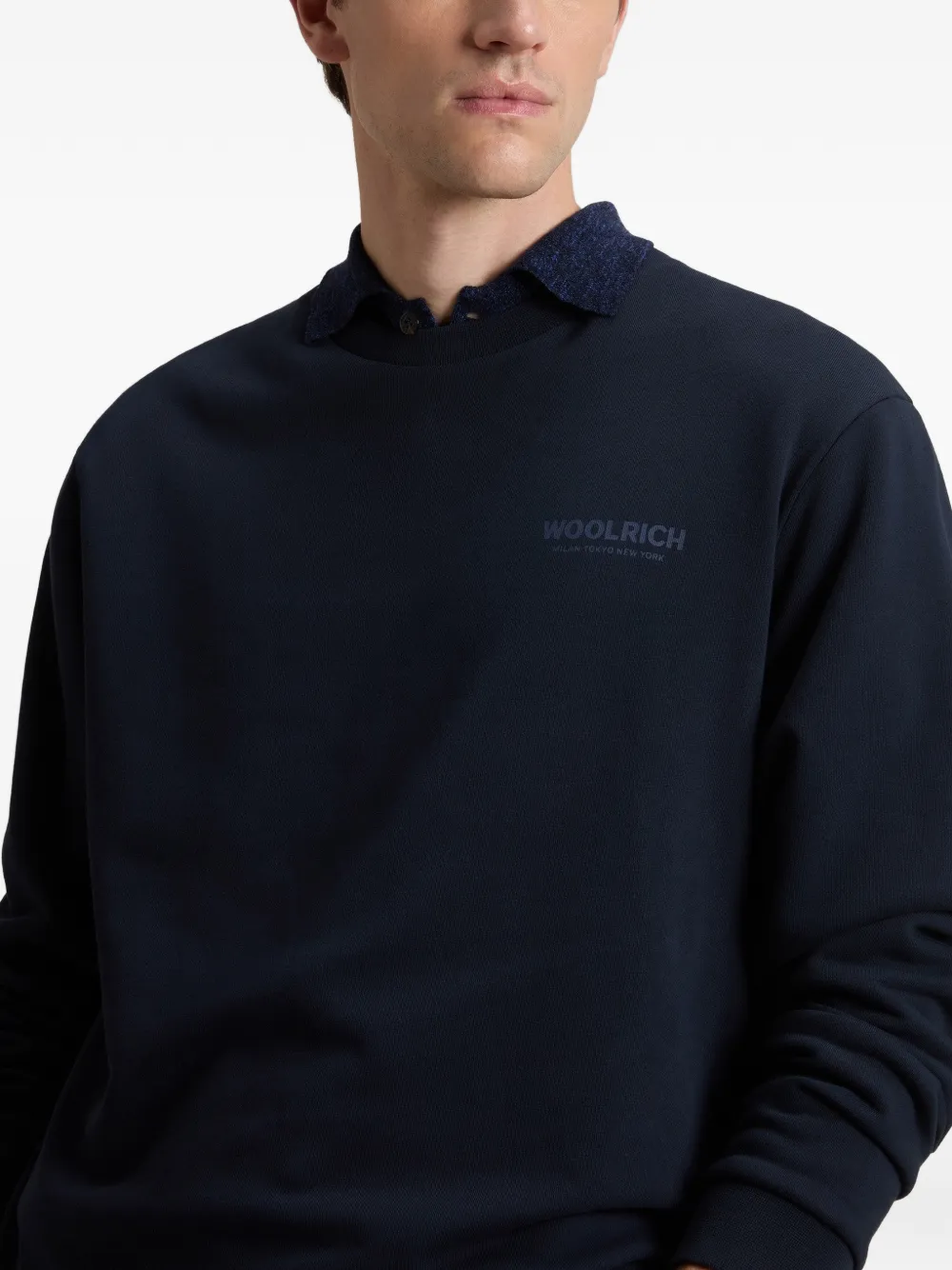 Woolrich Sweater met ronde hals en logo Blauw