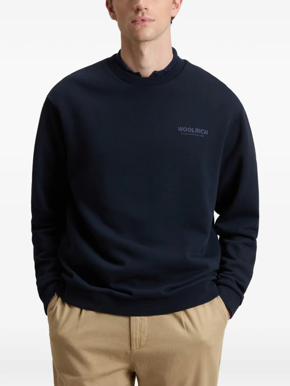  Woolrich Macro Logo Crew-neck Sweatshirt - Blue 