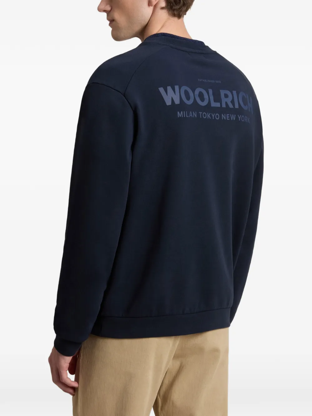 Woolrich Sweater met ronde hals en logo Blauw