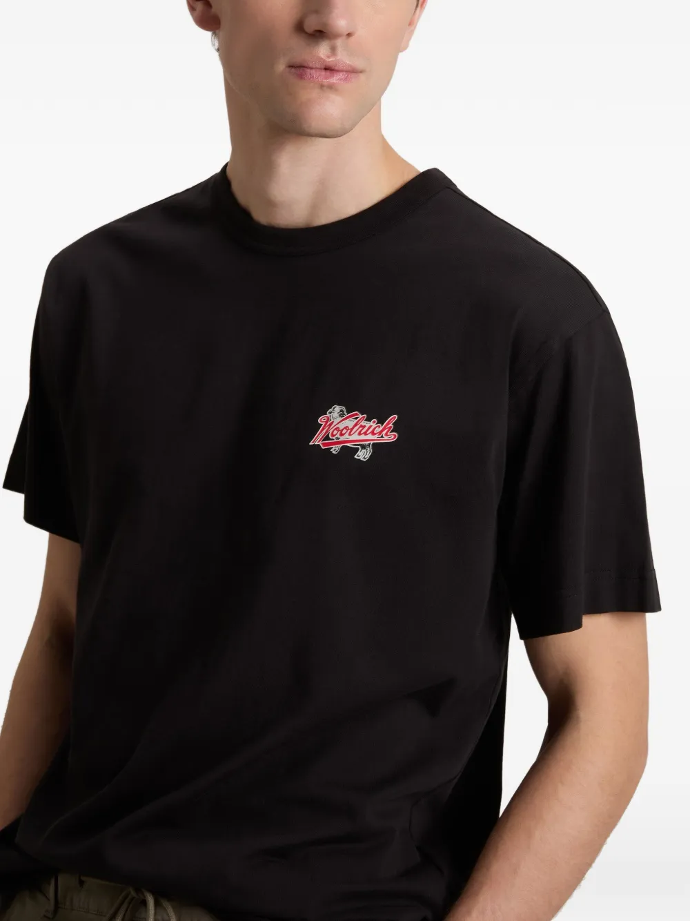 Woolrich T-shirt met logo en ronde hals Zwart