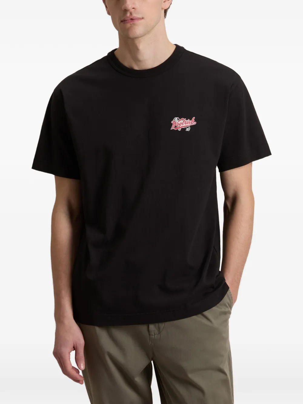 Woolrich T-shirt met logo en ronde hals Zwart