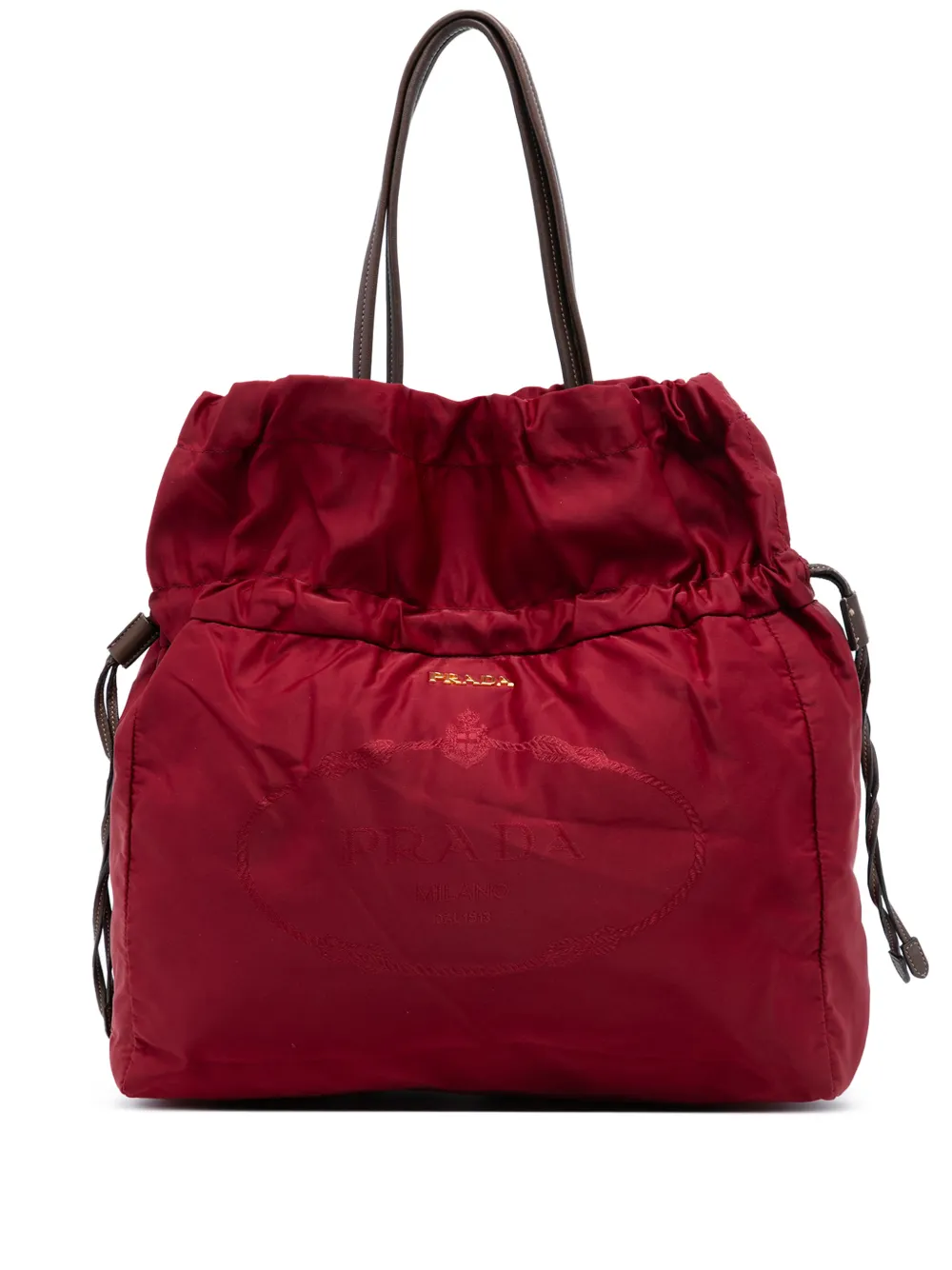 Prada Pre-Owned 2000-2025 Tessuto Logo Drawstring tote bag - Rosso