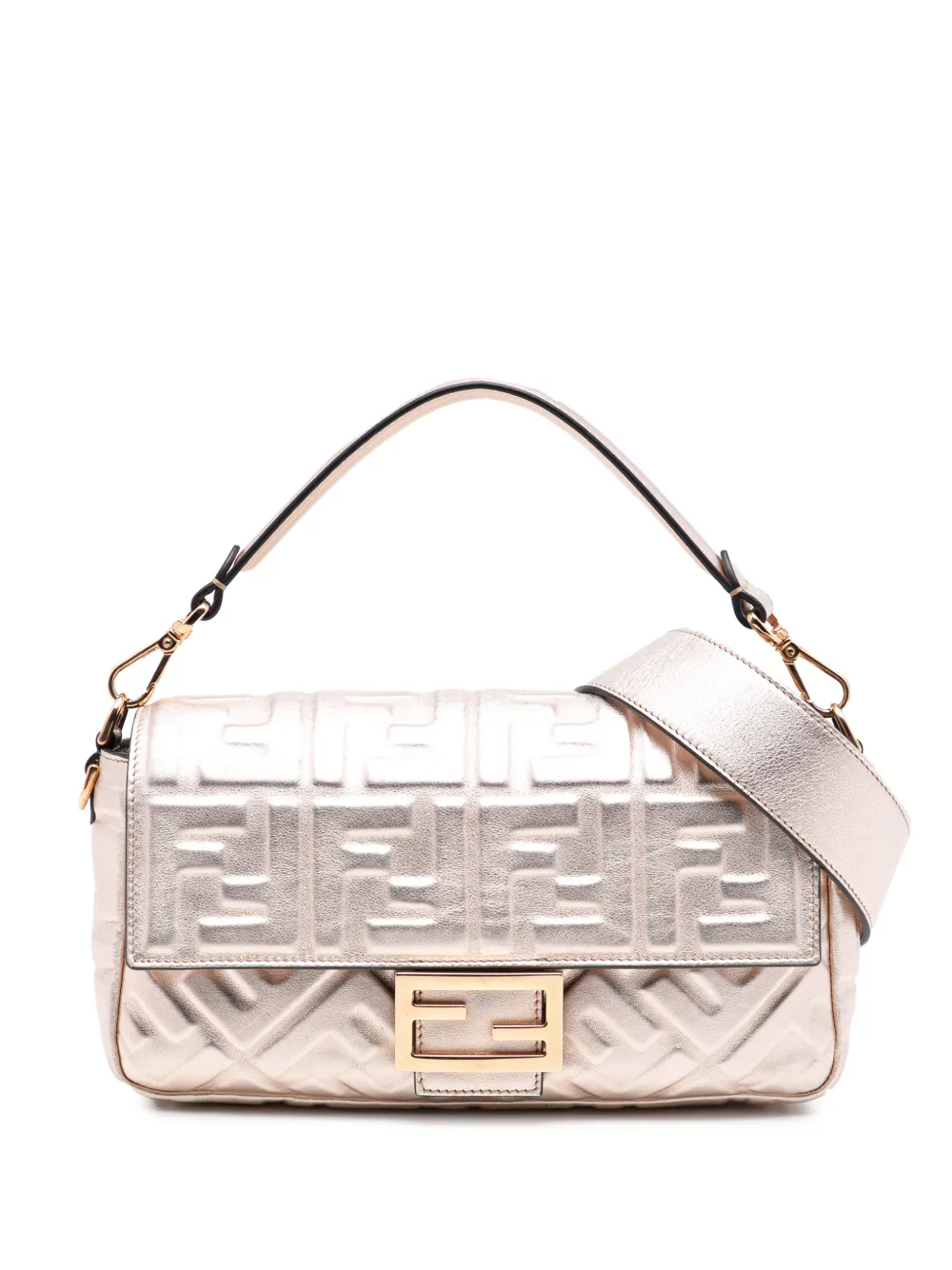 Fendi Pre-Owned 2010-2025 Zucca Embossed Leather Baguette satchel - Oro