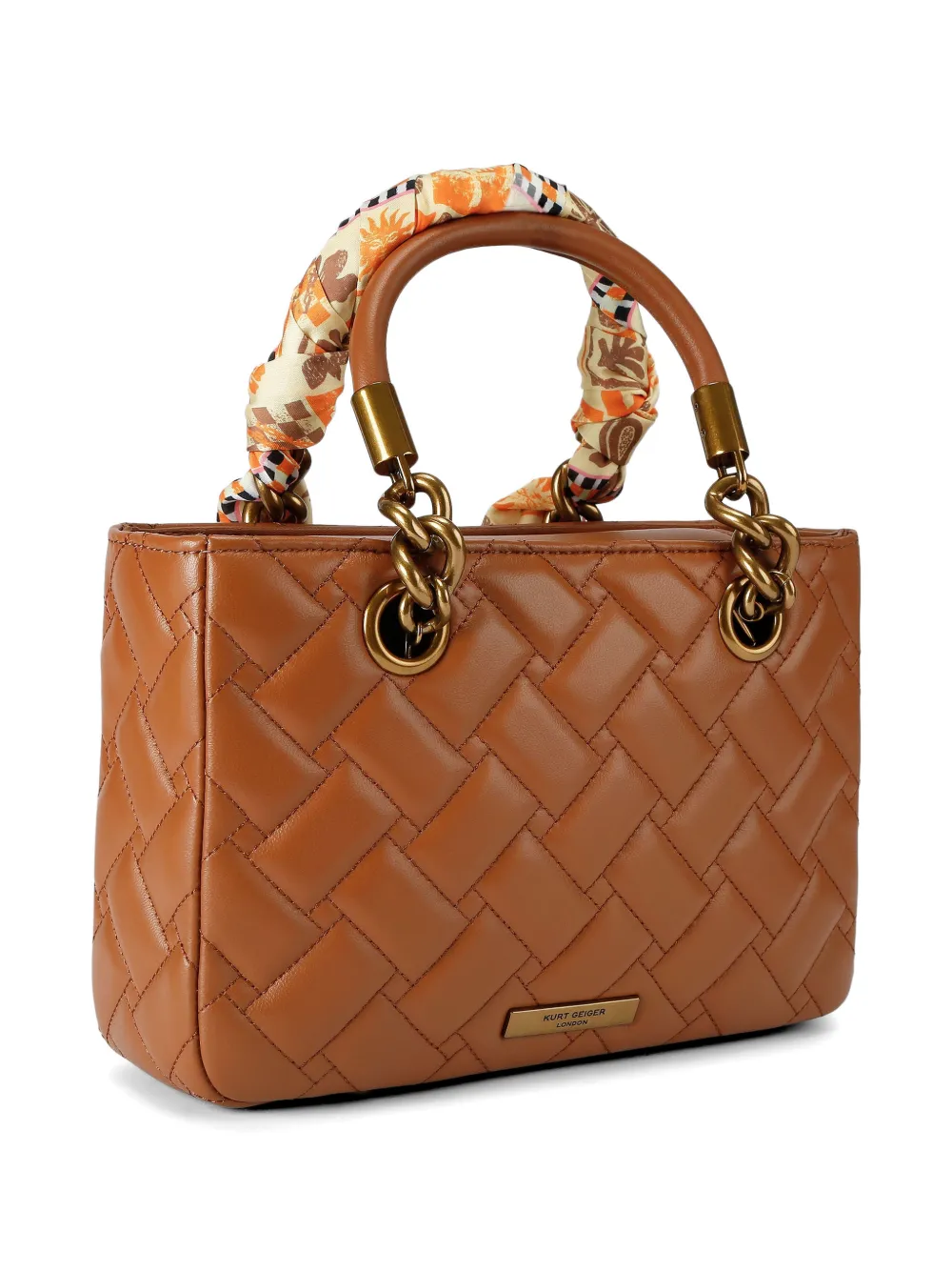  Kurt Geiger London Square Kensington Quilted Mini Bag - Brown 