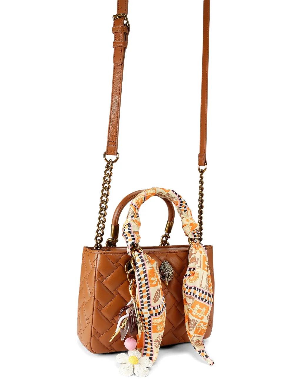  Kurt Geiger London Square Kensington Quilted Mini Bag - Brown 