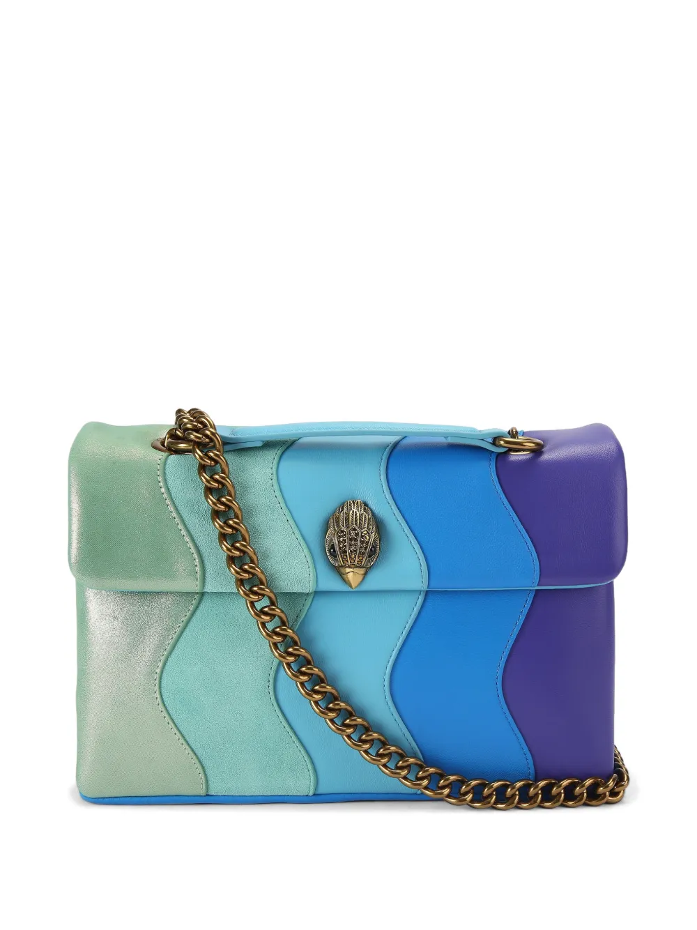 Kurt Geiger London Kensington waved eagle leather shoulder bag - Blu
