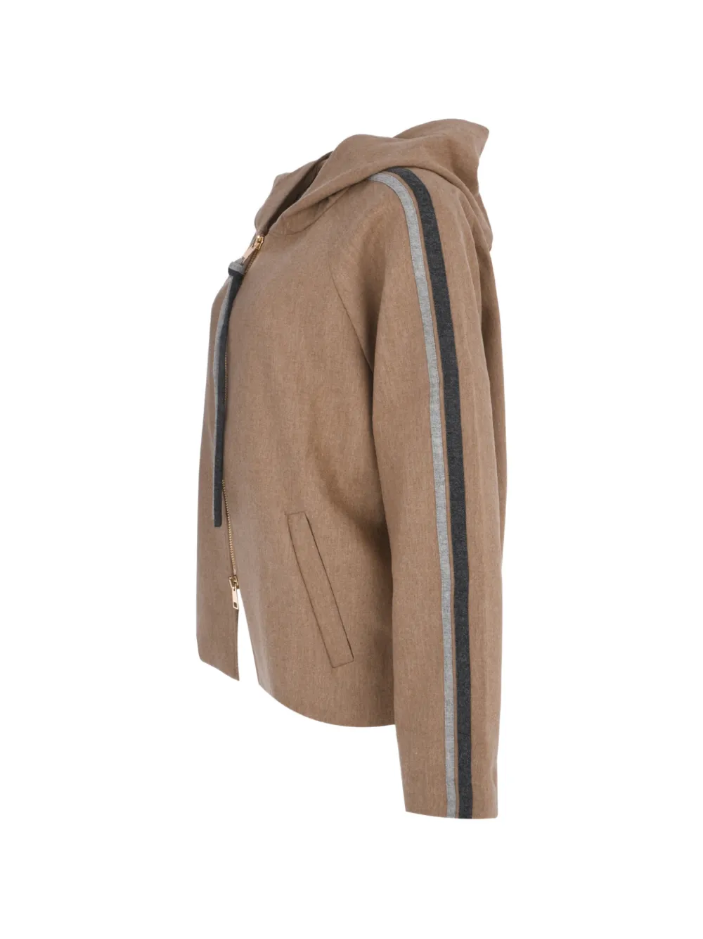 Lorena Antoniazzi Jas met capuchon en zijstreep Beige