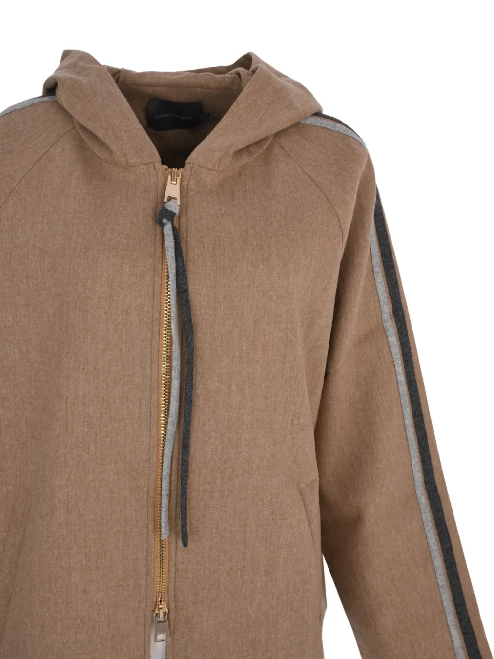 Lorena Antoniazzi Jas met capuchon en zijstreep Beige
