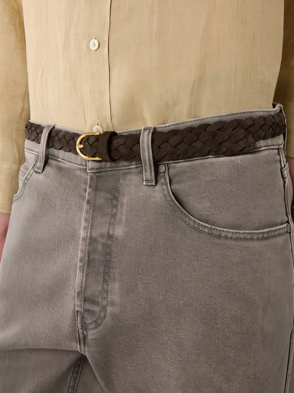  Lardini Braided Leather Belt - Brown 