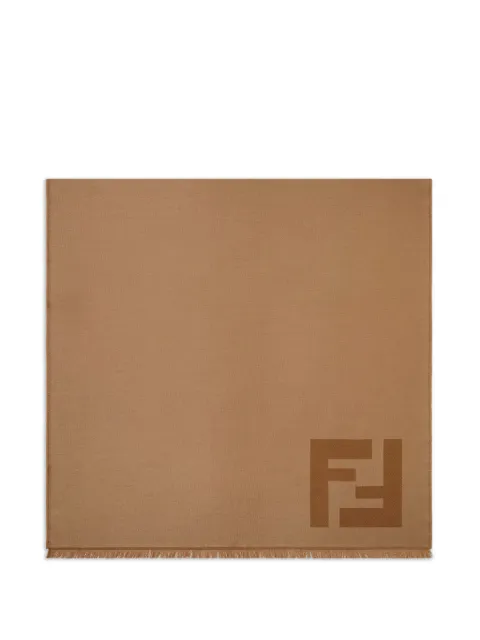 FENDI logo-detail fringed scarf