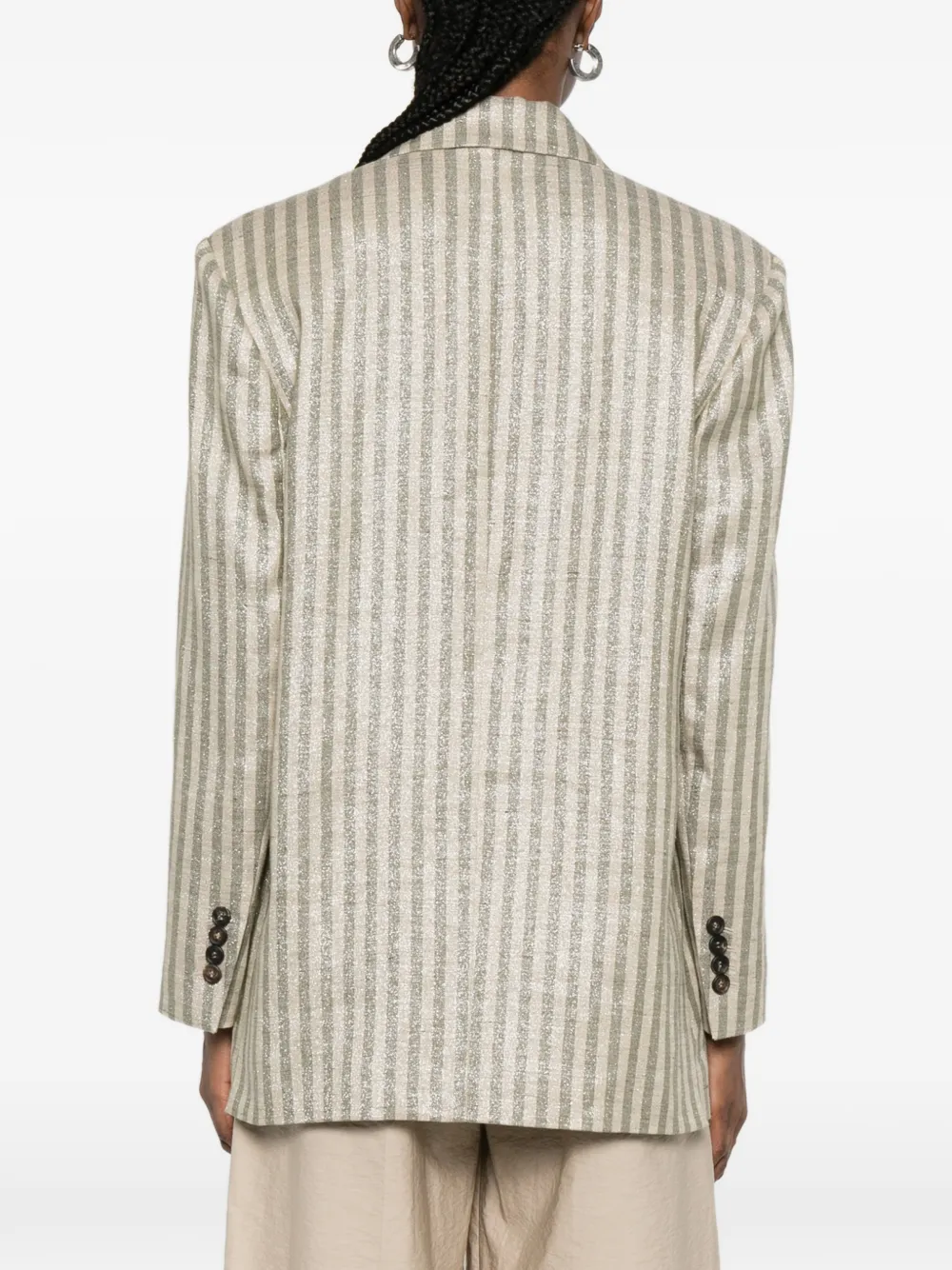 Brunello Cucinelli Gestreepte blazer met zak Beige
