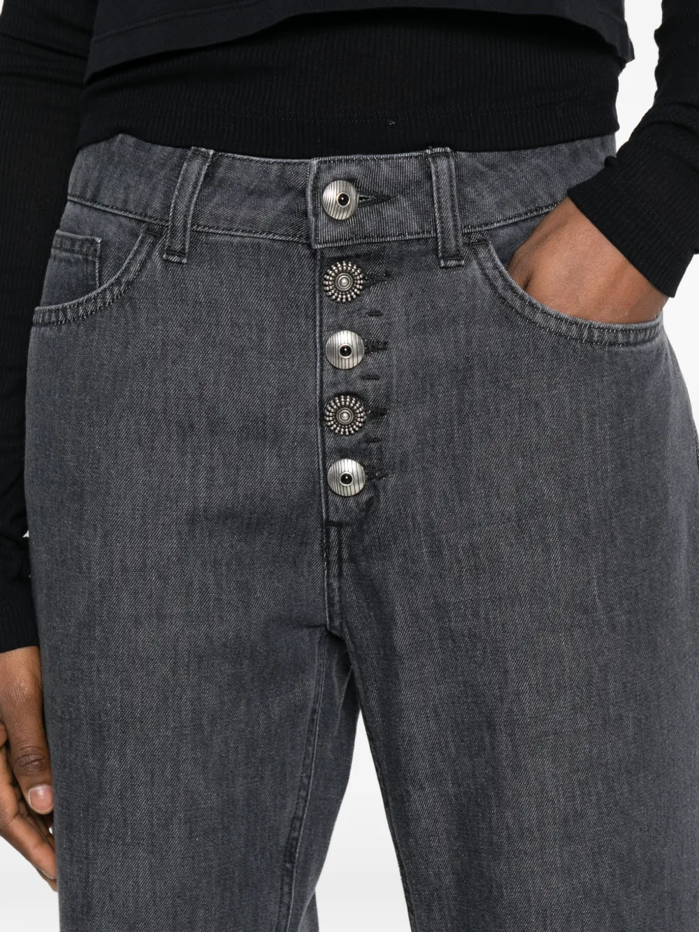 DONDUP Koons katoenen denim jeans met knoop Grijs