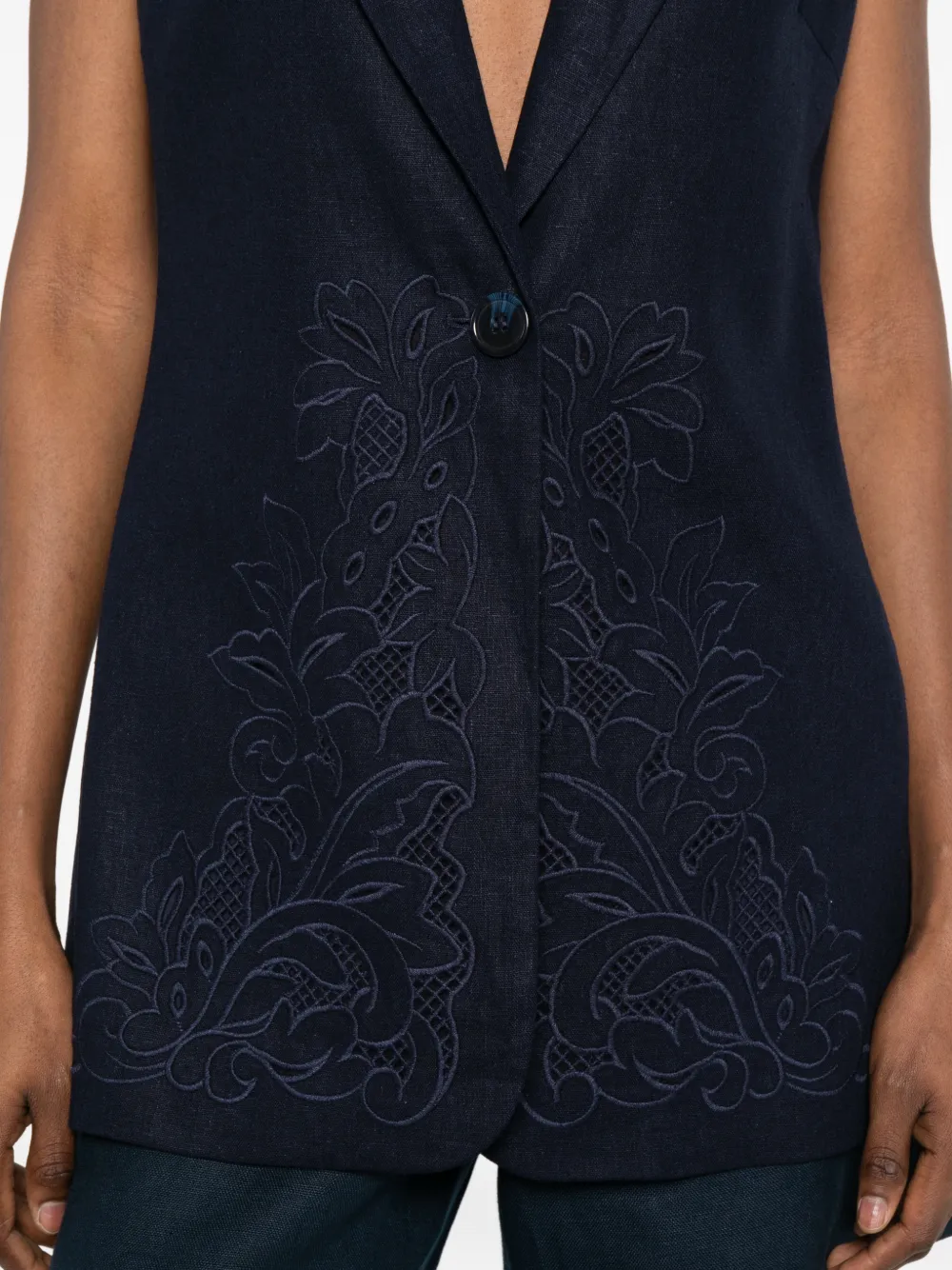 TWINSET Mouwloos jack met bloemenprint Blauw