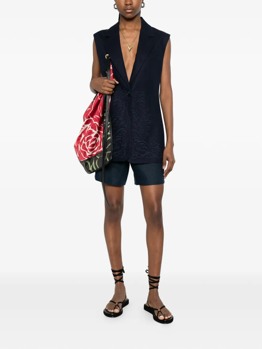  Twinset Floral Sleeveless Jacket - Blue 