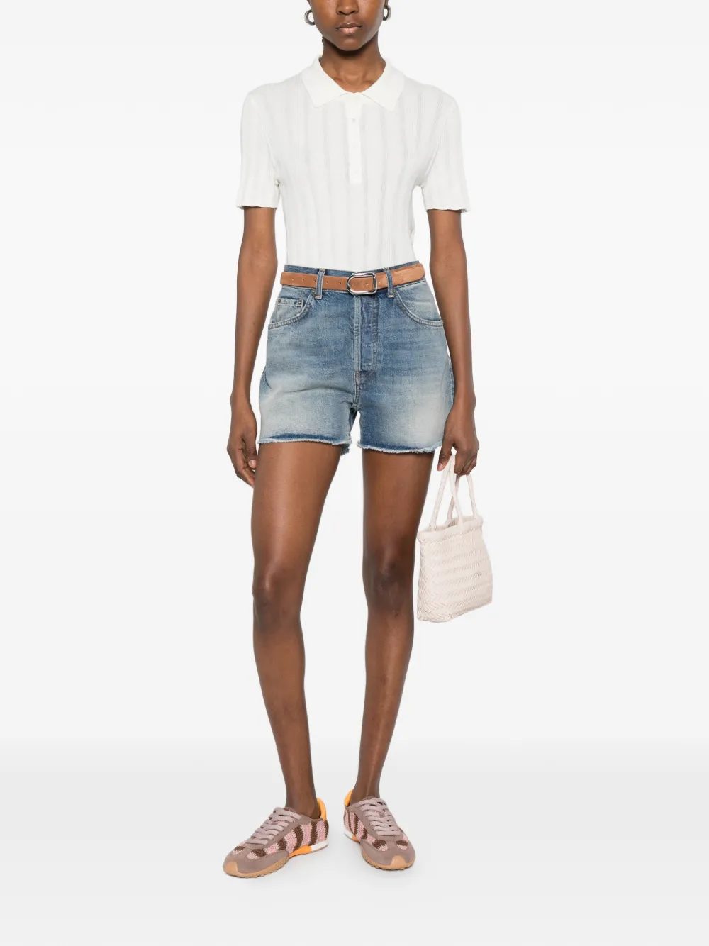 DONDUP Gerafelde shorts Blauw