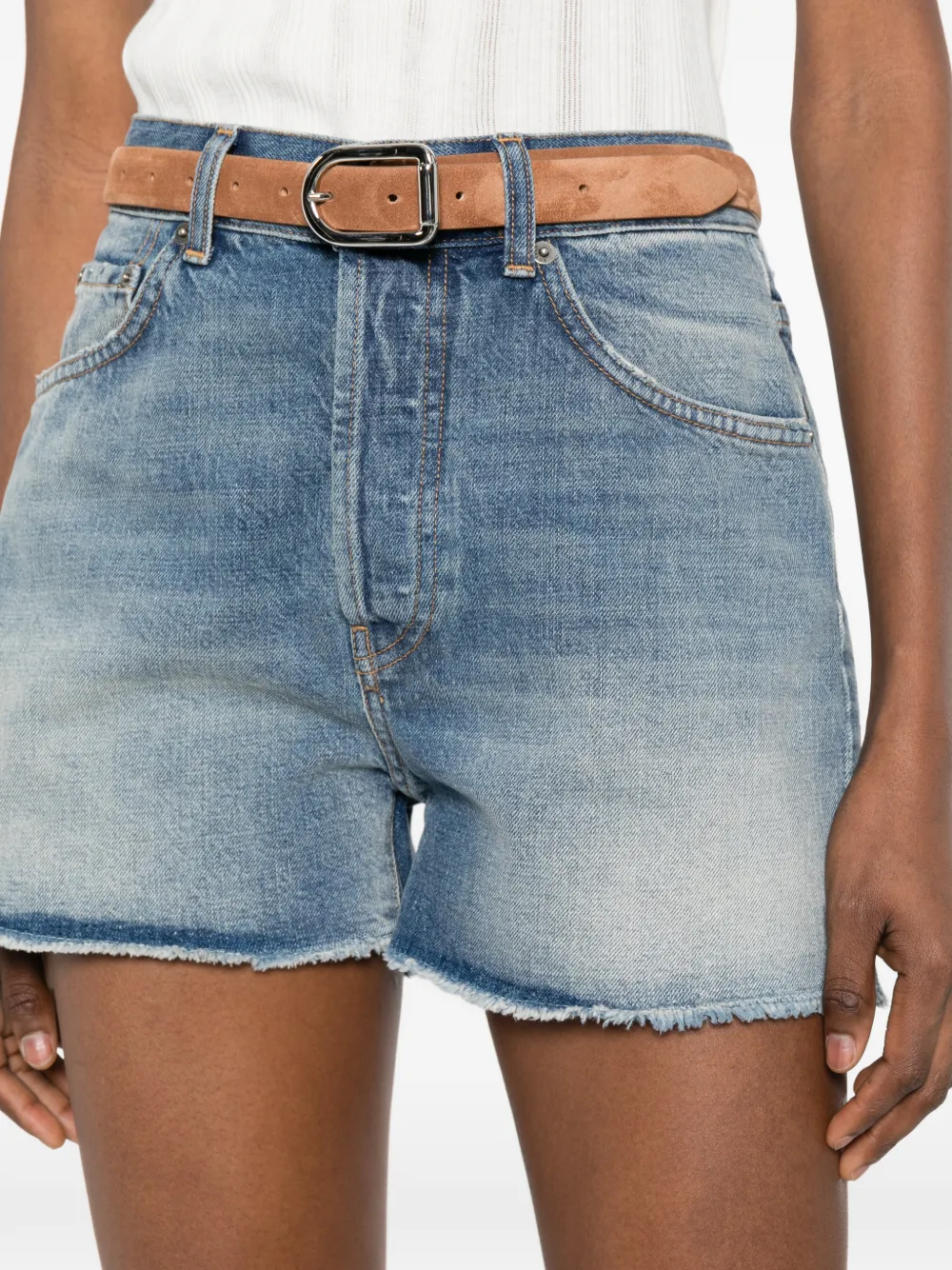 DONDUP Gerafelde shorts Blauw