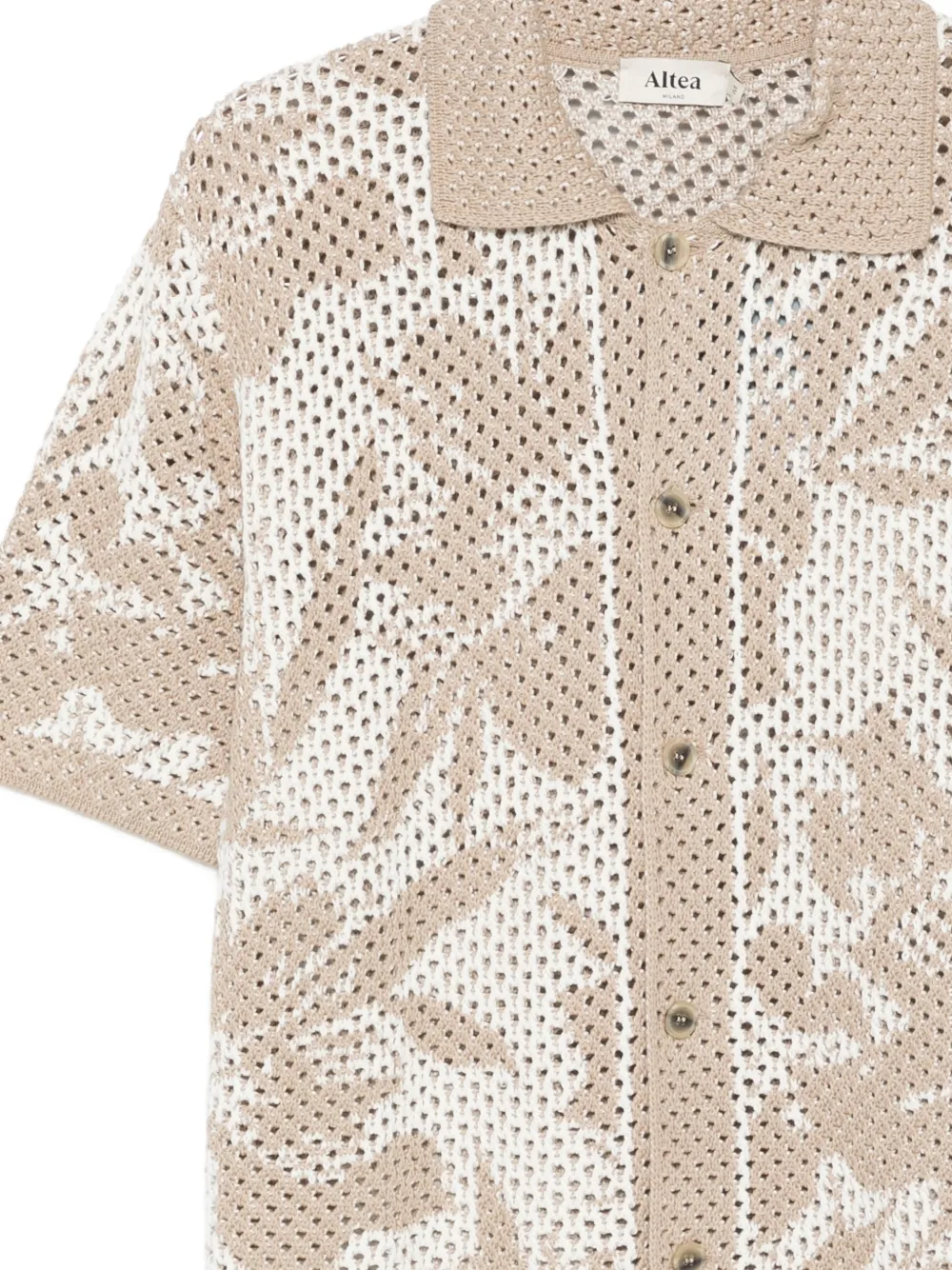  Altea Floral Open-knit Shirt - Brown 