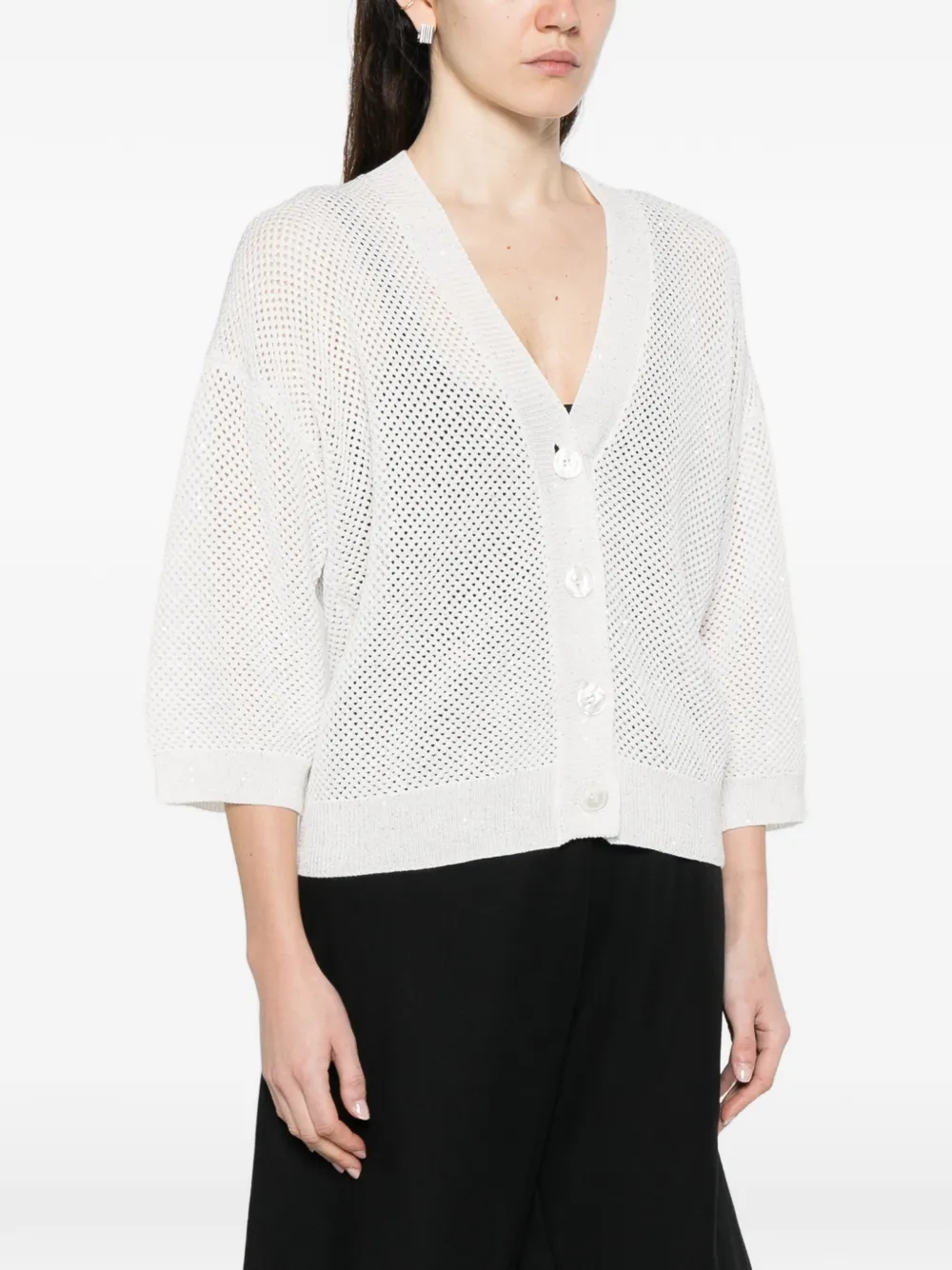  Peserico V-neck Buttoned Cardigan - White 