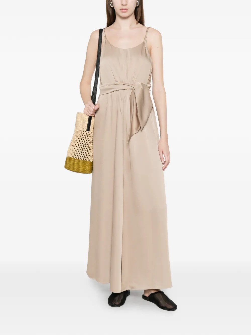 Emporio Armani Maxi-jurk met gestrikte taille Beige