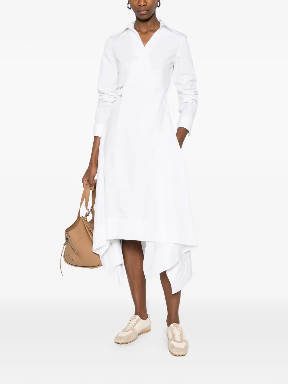 LOEWE Midi-jurk met V-hals Wit