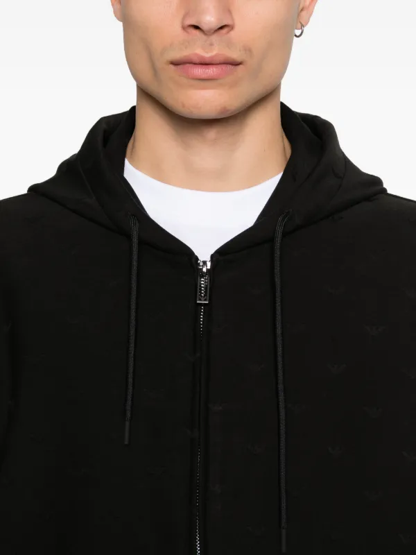 Emporio Armani zip-up Hoodie | Black | FARFETCH