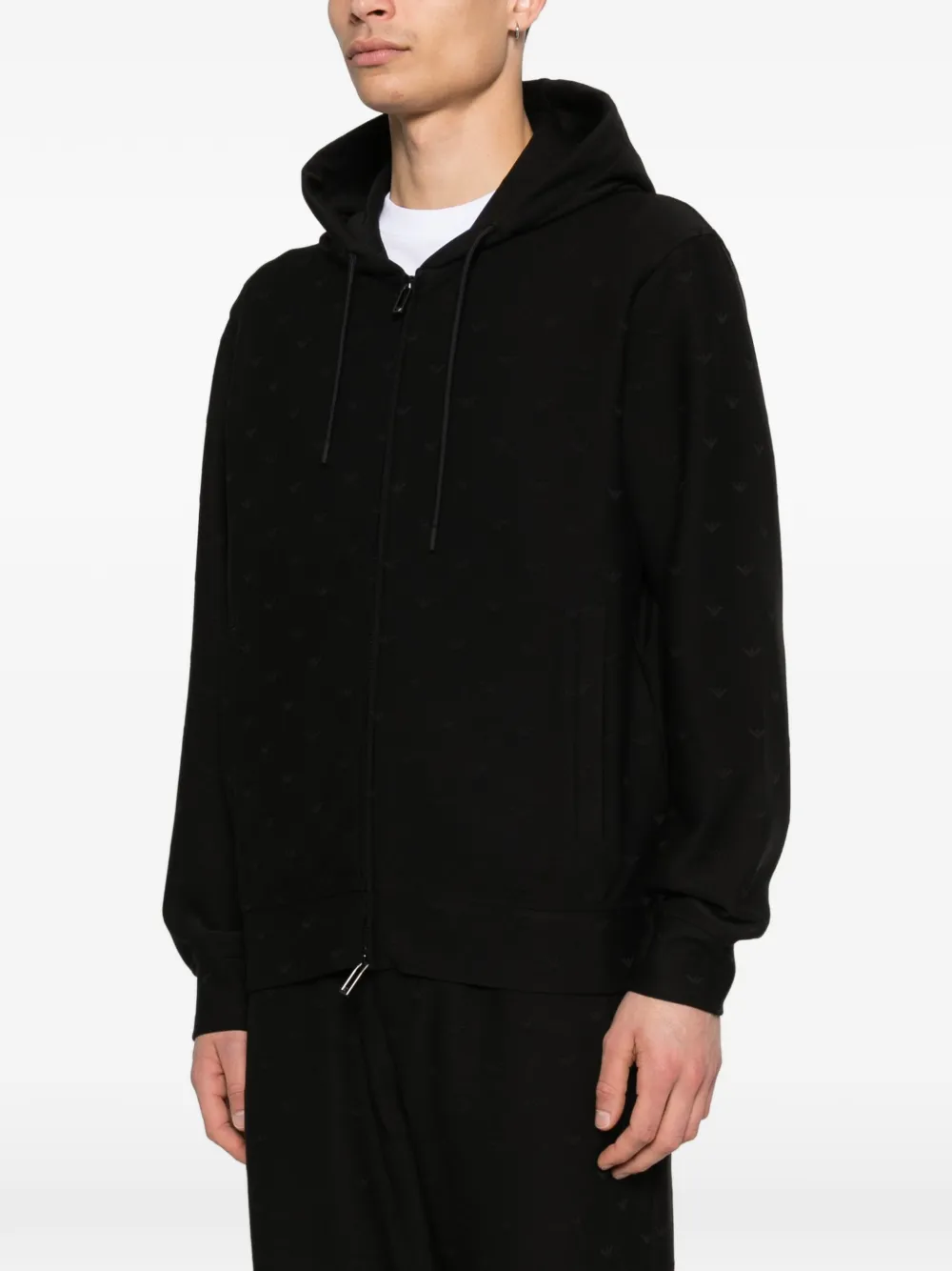 Emporio Armani Hoodie met rits Zwart