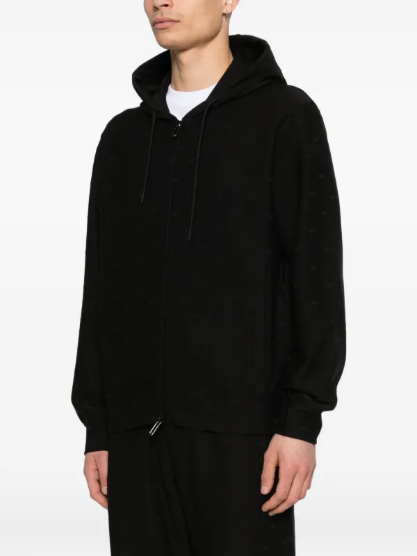 Emporio Armani zip-up Hoodie | Black | FARFETCH
