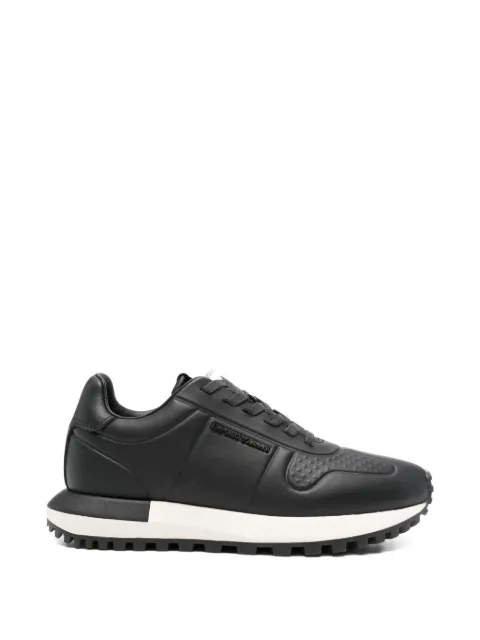 Emporio Armani logo-plaque leather sneakers