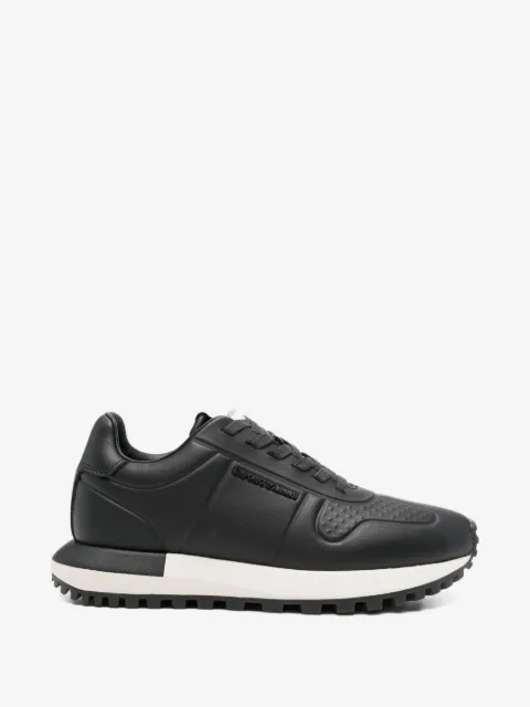 Emporio Armani baskets en cuir à plaque logo