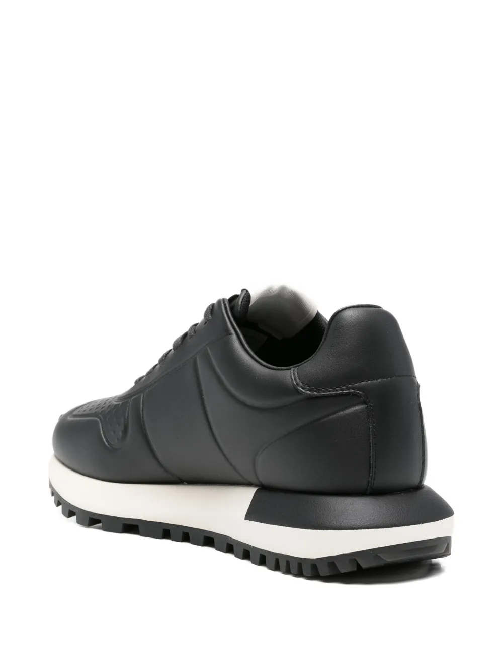 Emporio Armani Leren sneakers met logoplakkaat Zwart