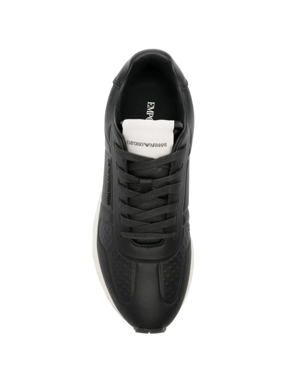 Emporio Armani Leren sneakers met logoplakkaat Zwart