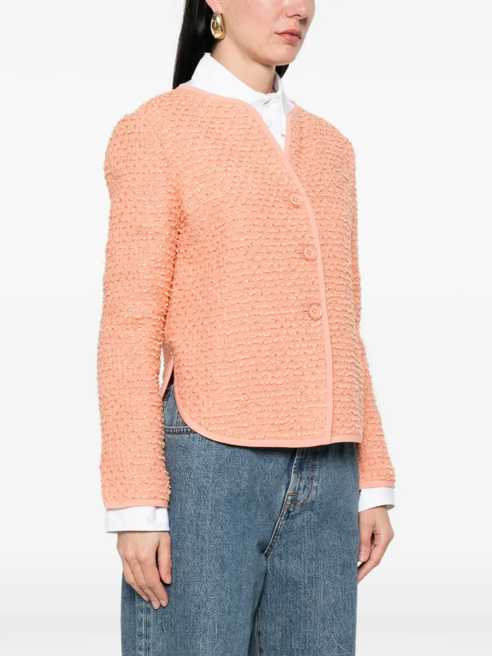 trim-detail tweed jacket