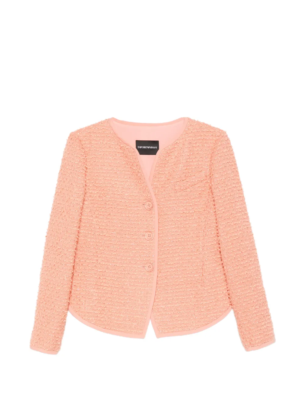 Emporio Armani trim-detail tweed jacket - Rosa