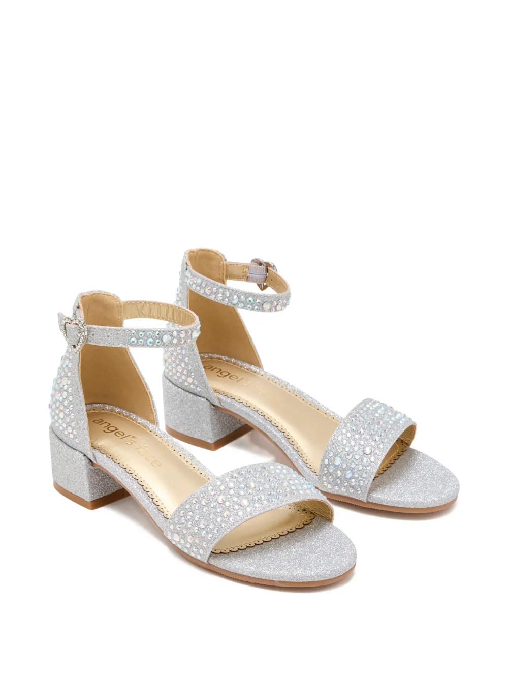 Angel's Face Erin heart-buckle embellished sandals - Argento