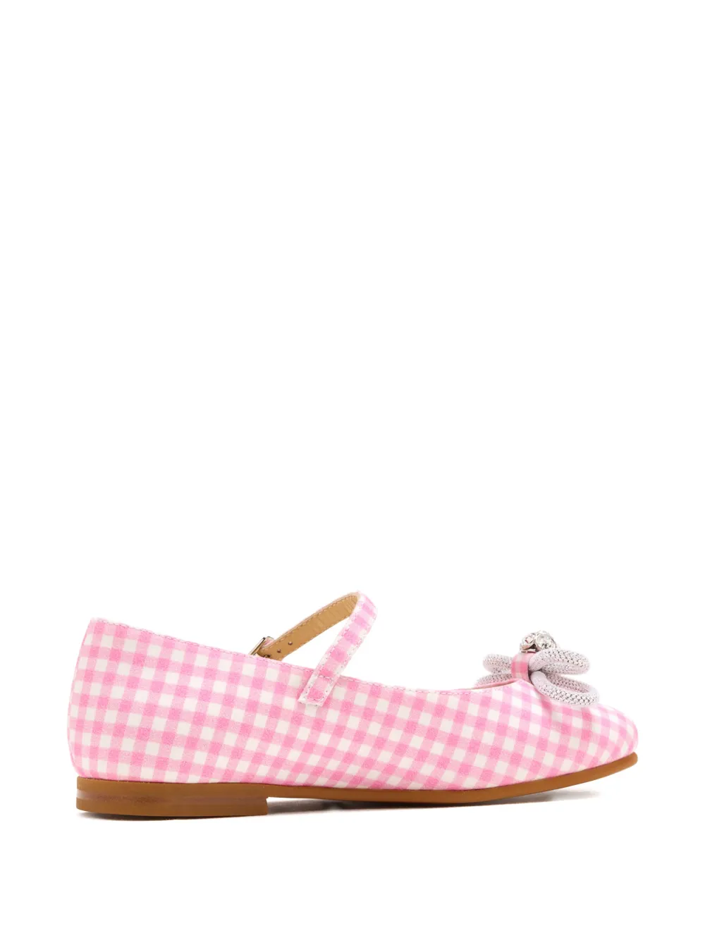 MACH & MACH double-bow gingham ballet flats Roze