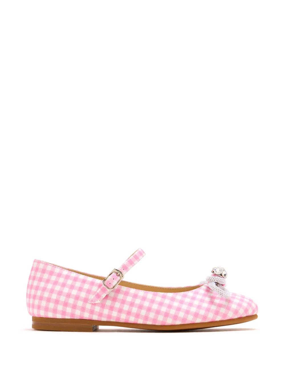 MACH & MACH double-bow gingham ballet flats - Rosa